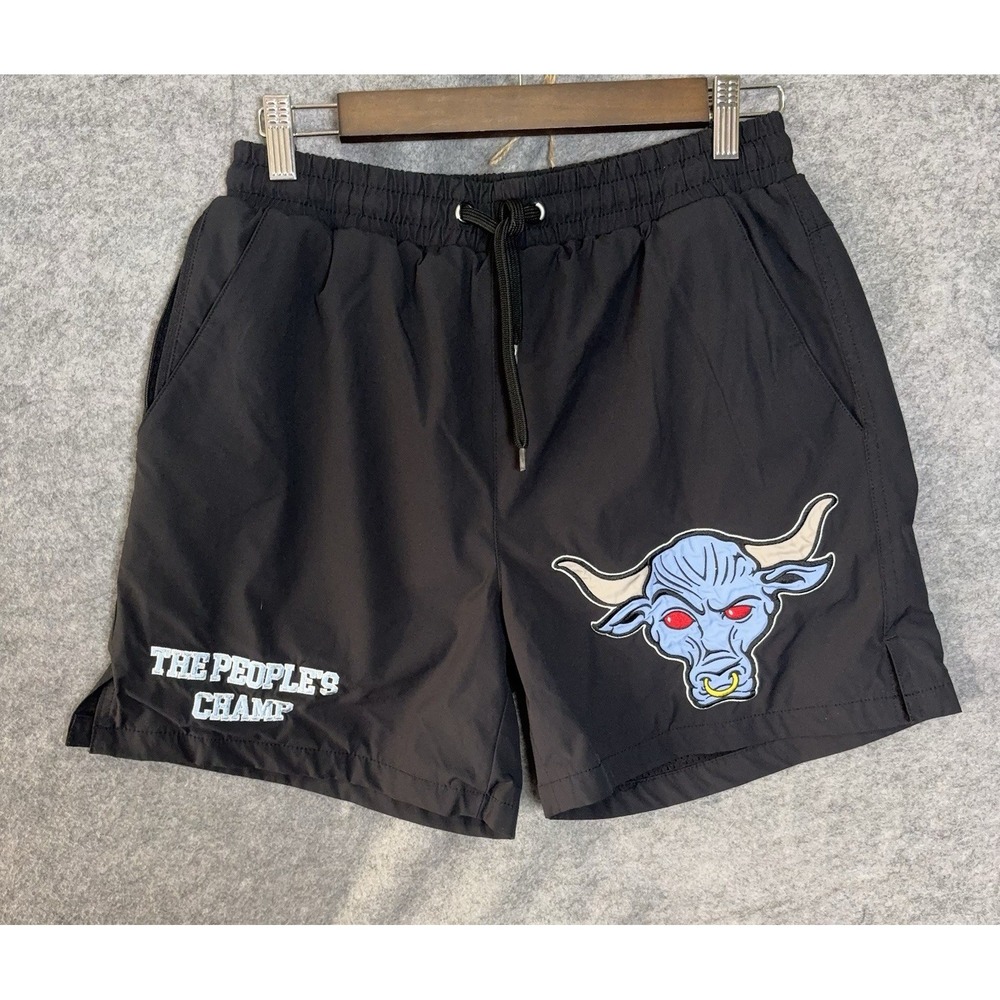 WWE X Shoe Palace The Rock Peoples Champ Shorts‎ Mens Sz S Black Lined